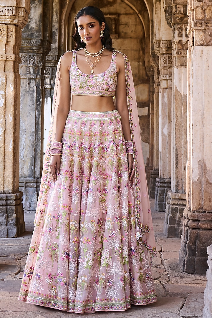 Blush Pink Embroidered Bridal Lehenga Set by Anita Dongre at Pernia's ...