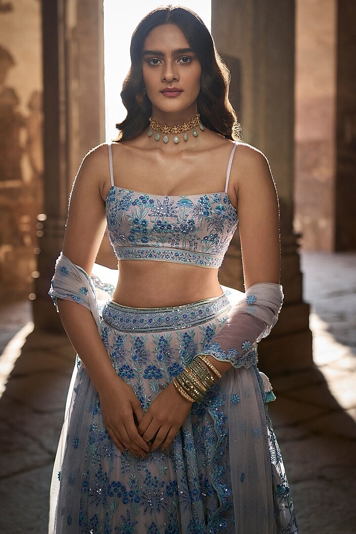 White Embroidered Bridal Lehenga Set by Anita Dongre at Pernia's Pop Up Shop