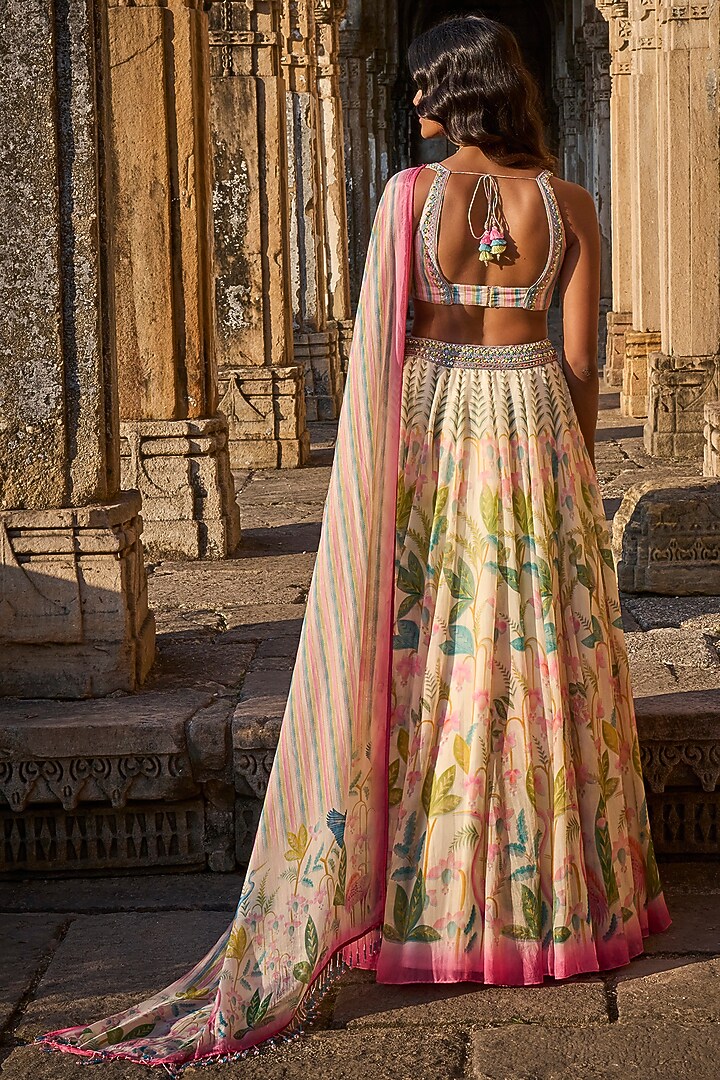 White Printed & Embroidered Wedding Lehenga Set by Anita Dongre at Pernia's Pop Up Shop
