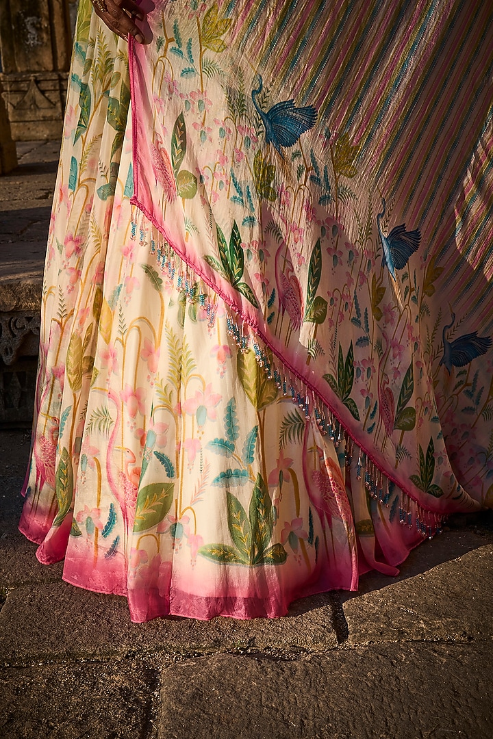 White Printed & Embroidered Wedding Lehenga Set by Anita Dongre at Pernia's Pop Up Shop