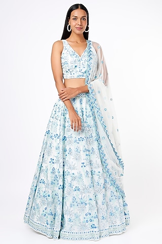 White Embroidered Lehenga Set by Anita Dongre