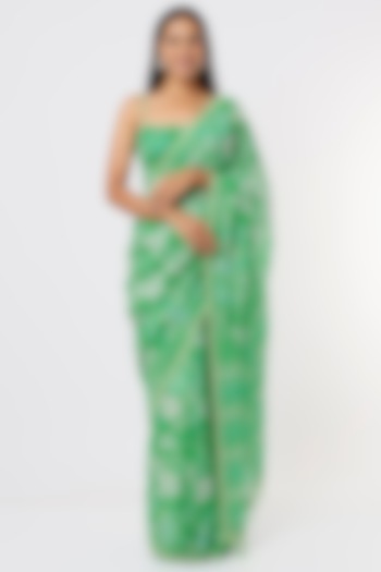 Bright Green Embroidered Saree Set by Anita Dongre