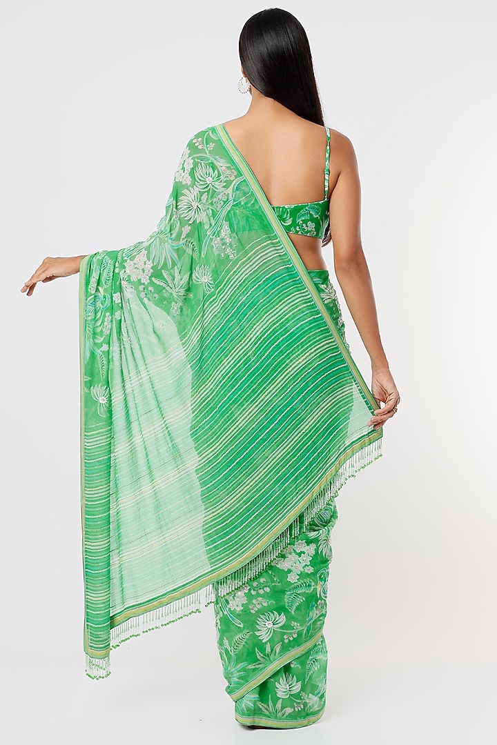 Bright Green Embroidered Wedding Saree Set by Anita Dongre at Pernia's Pop Up Shop