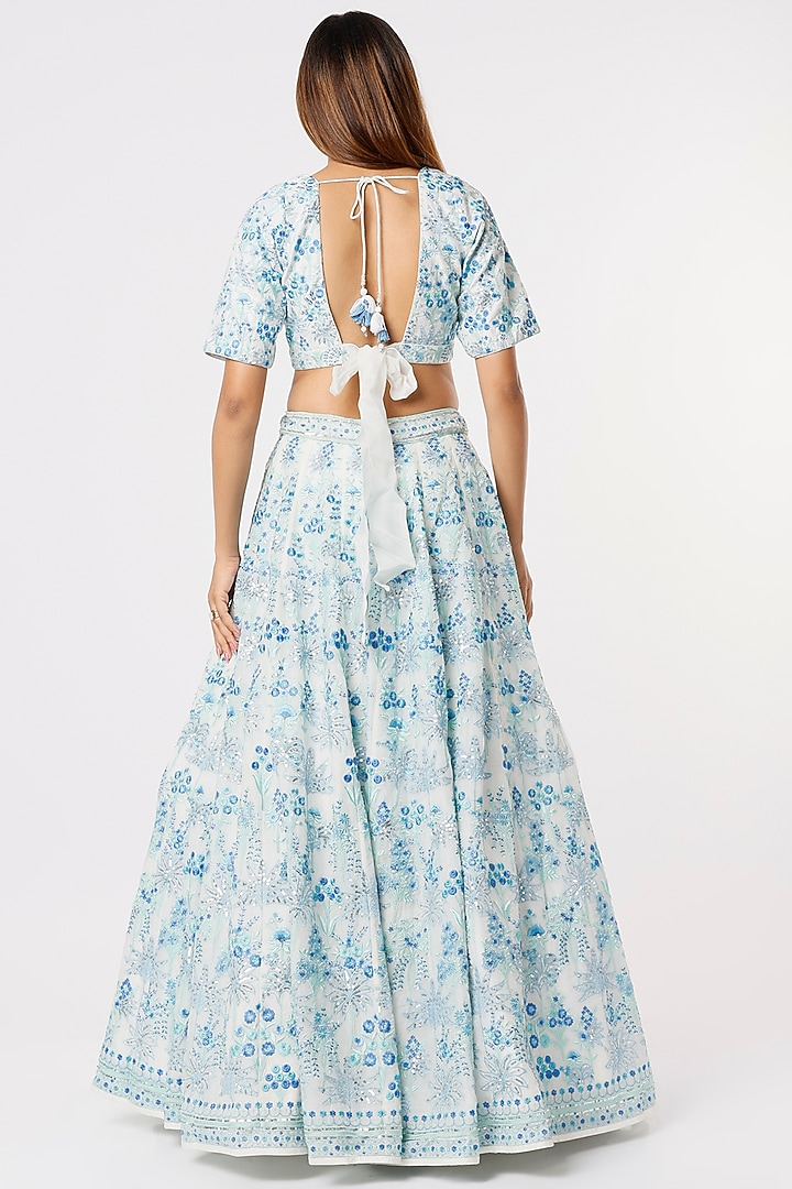 Ice Blue Viscose Embroidered Bridal Lehenga Set by Anita Dongre at Pernia's Pop Up Shop