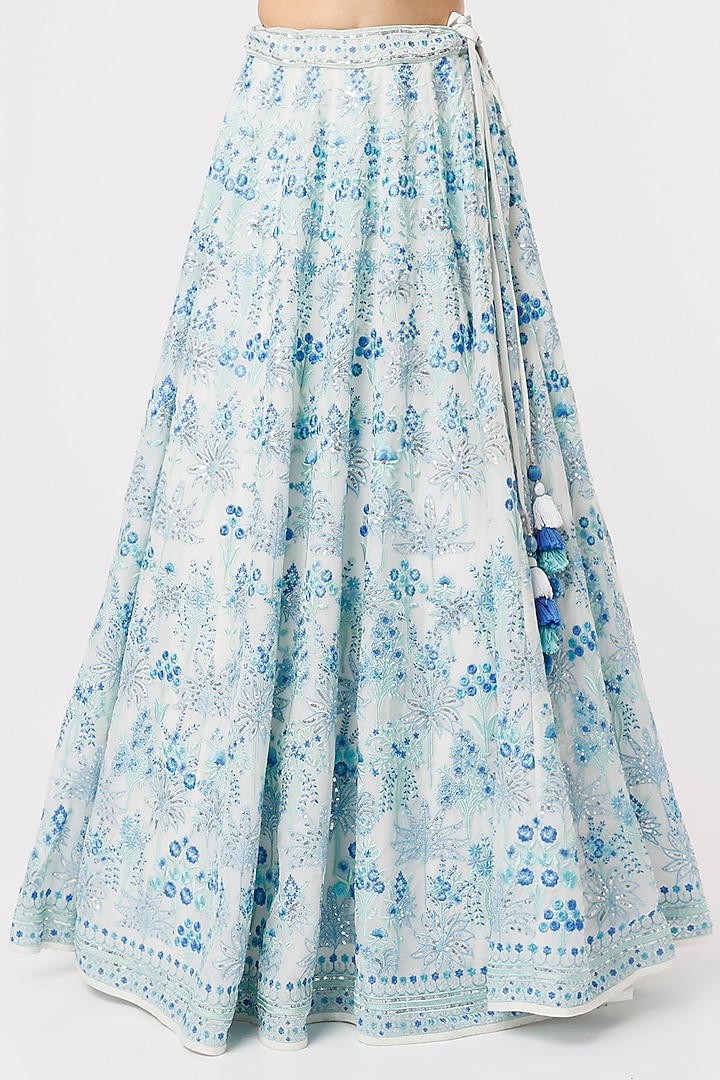 Ice Blue Viscose Embroidered Bridal Lehenga Set by Anita Dongre at Pernia's Pop Up Shop