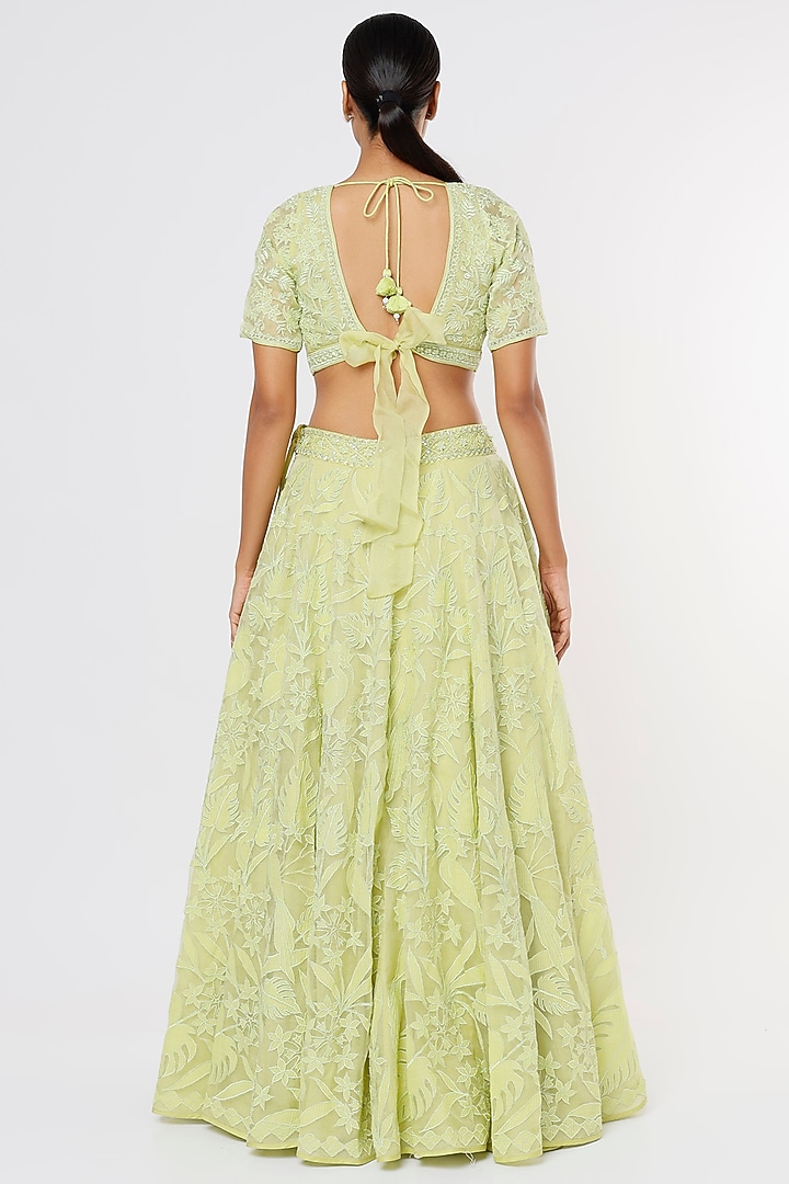 Lime Yellow Embroidered Bridal Lehenga Set by Anita Dongre at Pernia's Pop Up Shop