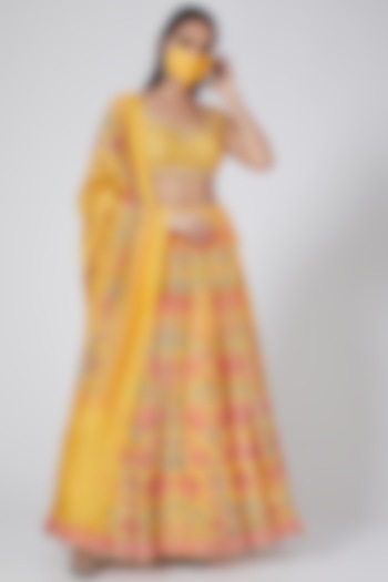 Sunny Yellow Silk Wedding Lehenga Set by Anita Dongre at Pernia's Pop Up Shop