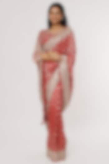 Red Embroidered Handwoven Saree Set by Anita Dongre