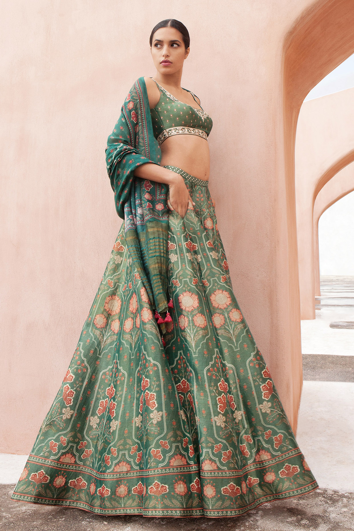anita dongre green lehenga