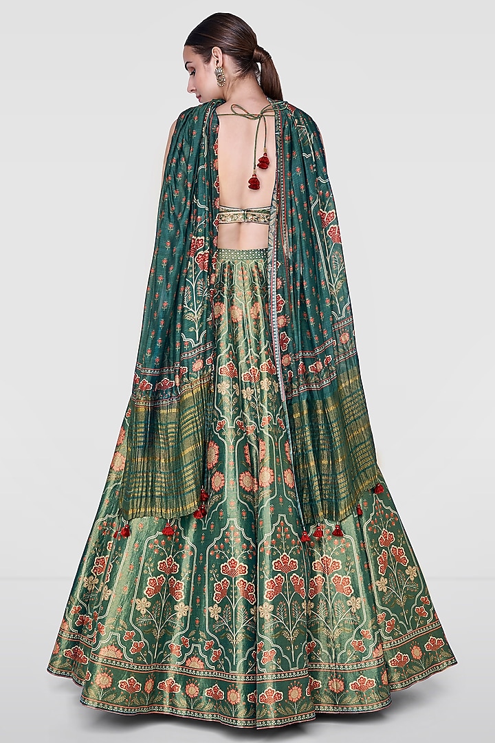 Emerald Green Floral Printed Wedding Lehenga Set by Anita Dongre at Pernia's Pop Up Shop