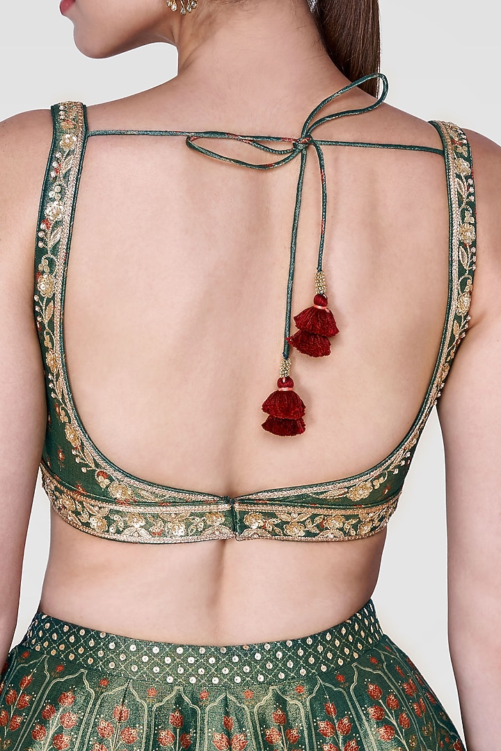 Emerald Green Floral Printed Wedding Lehenga Set by Anita Dongre at Pernia's Pop Up Shop