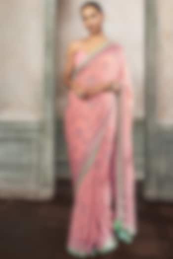 Pink Motifs Printed Saree Set by Anita Dongre