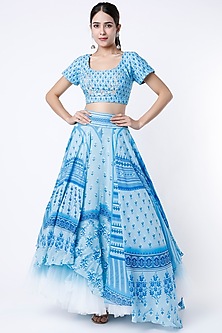 Serene Blue Cotton Silk Lehenga Set by Anita Dongre-POPULAR PRODUCTS AT STORE