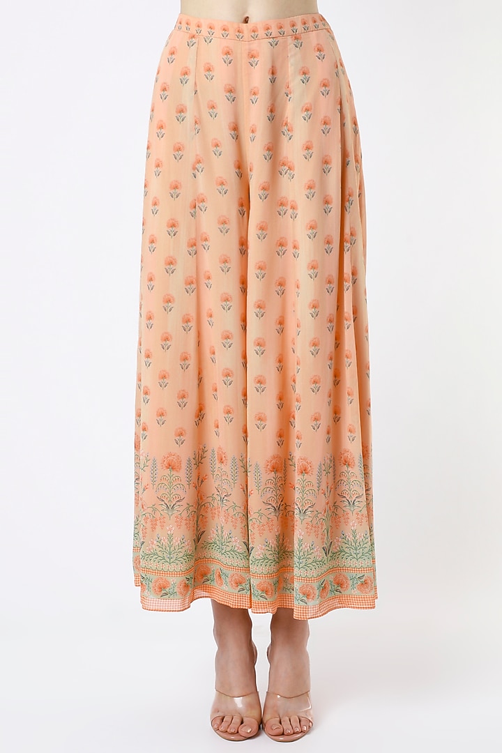 Peach Floral Embroidered Party Wear Sharara Set by Anita Dongre at Pernia's Pop Up Shop