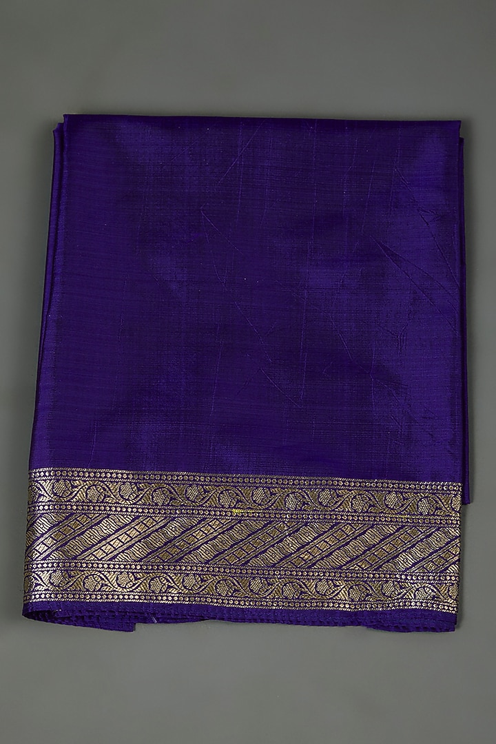 Electric Blue Banarasi Silk Hand Embroidered Reception Saree Set by Anita Dongre at Pernia's Pop Up Shop