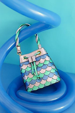 Multi-Colored Leather Mermaid Bucket Bag by And Also
