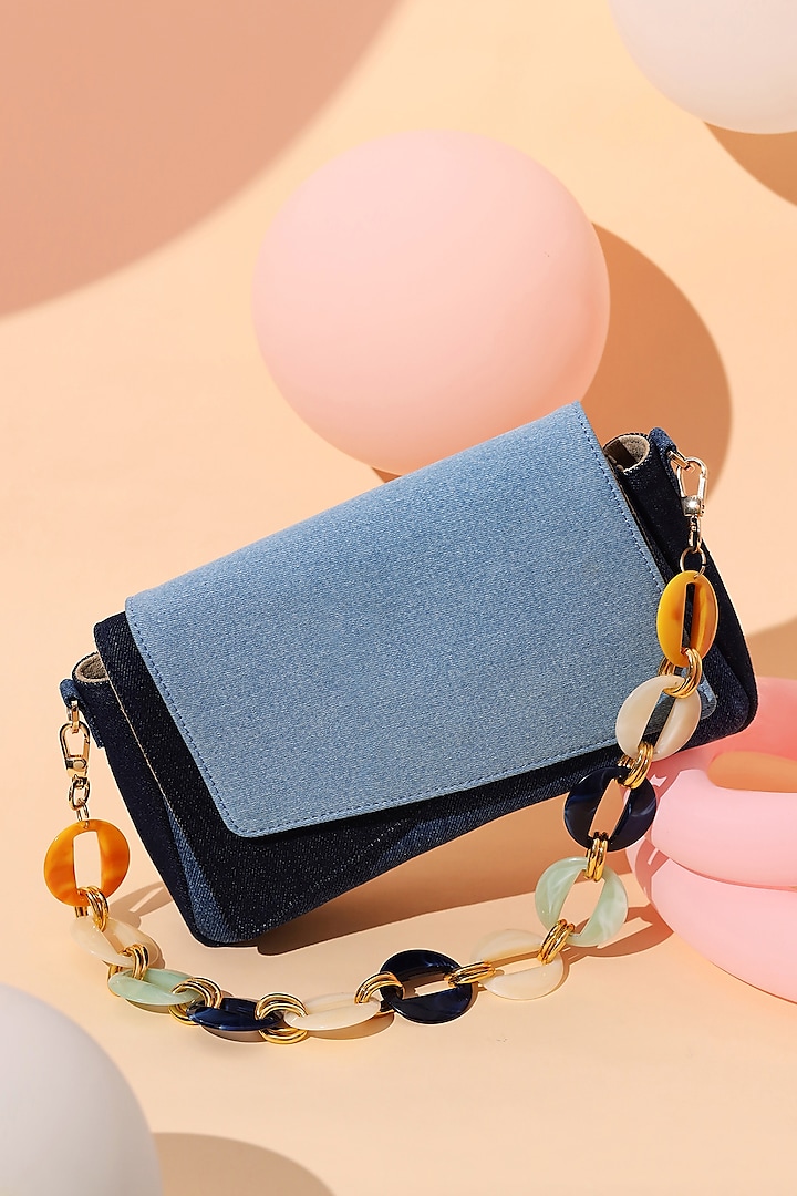 Blue Denim Flap Bag by And Also