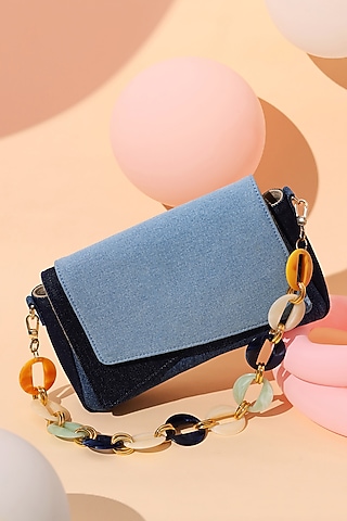 Blue Denim Flap Bag by And Also