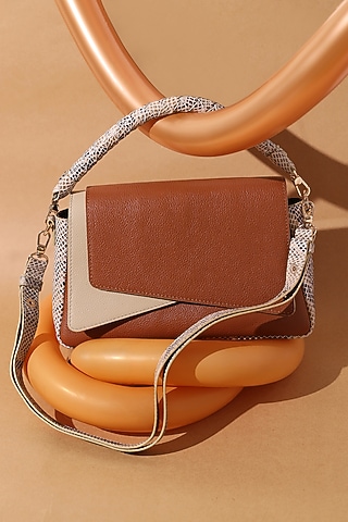 Multi-Colored Leather Python Printed Flap Bag by And Also