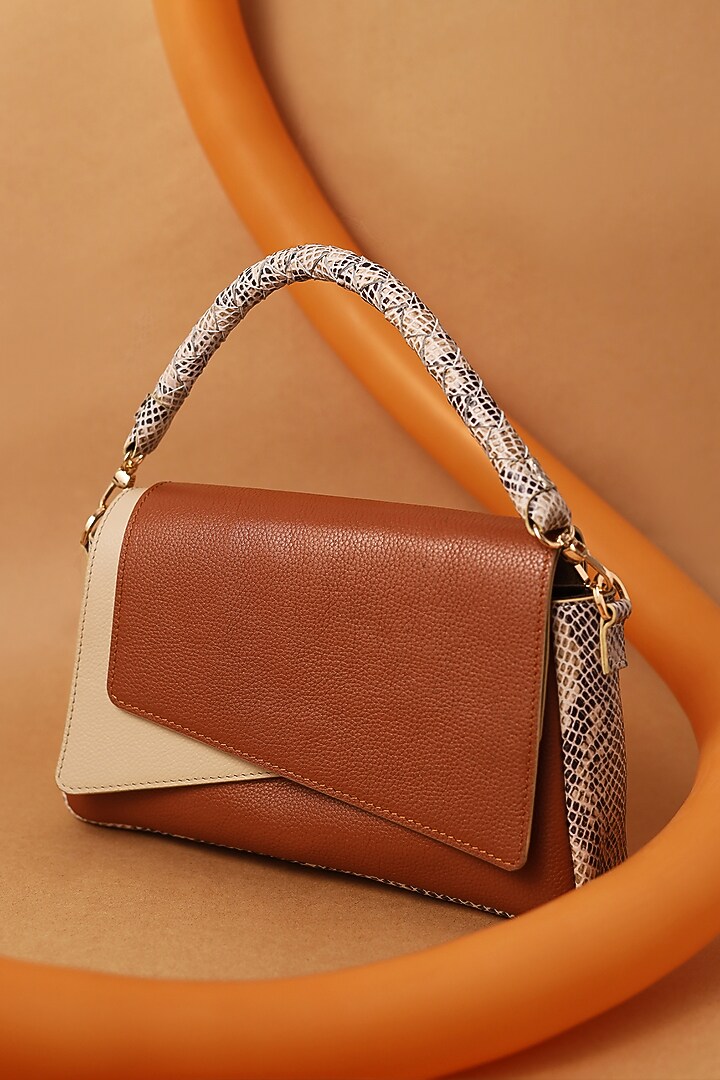 Multi-Colored Leather Python Printed Flap Bag by And Also at Pernia's Pop Up Shop