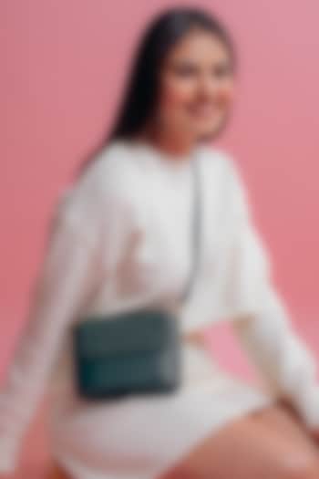Emerald Leather Printed Curve Bag by And Also at Pernia's Pop Up Shop