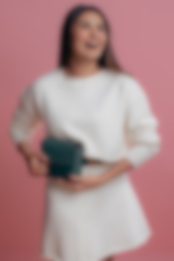 Emerald Leather Printed Curve Bag by And Also at Pernia's Pop Up Shop