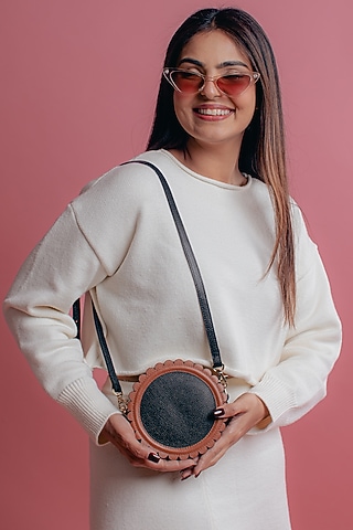 Black & Tan Leather Printed Mini Bag by And Also