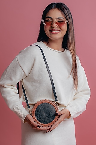 Black & Tan Leather Printed Mini Bag by And Also