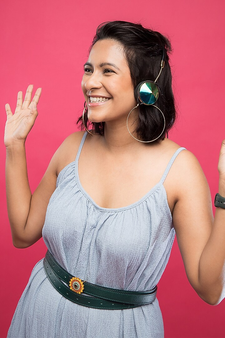 Green & Tan Reversible Wrapped Belt by And Also at Pernia's Pop Up Shop