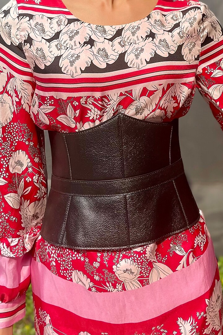 Black Vegan Leather Corset Belt by And Also at Pernia's Pop Up Shop