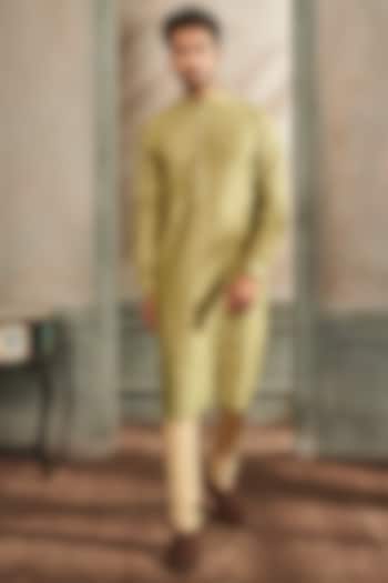 Sage Green Kurta Set With Motifs by Anita Dongre Men