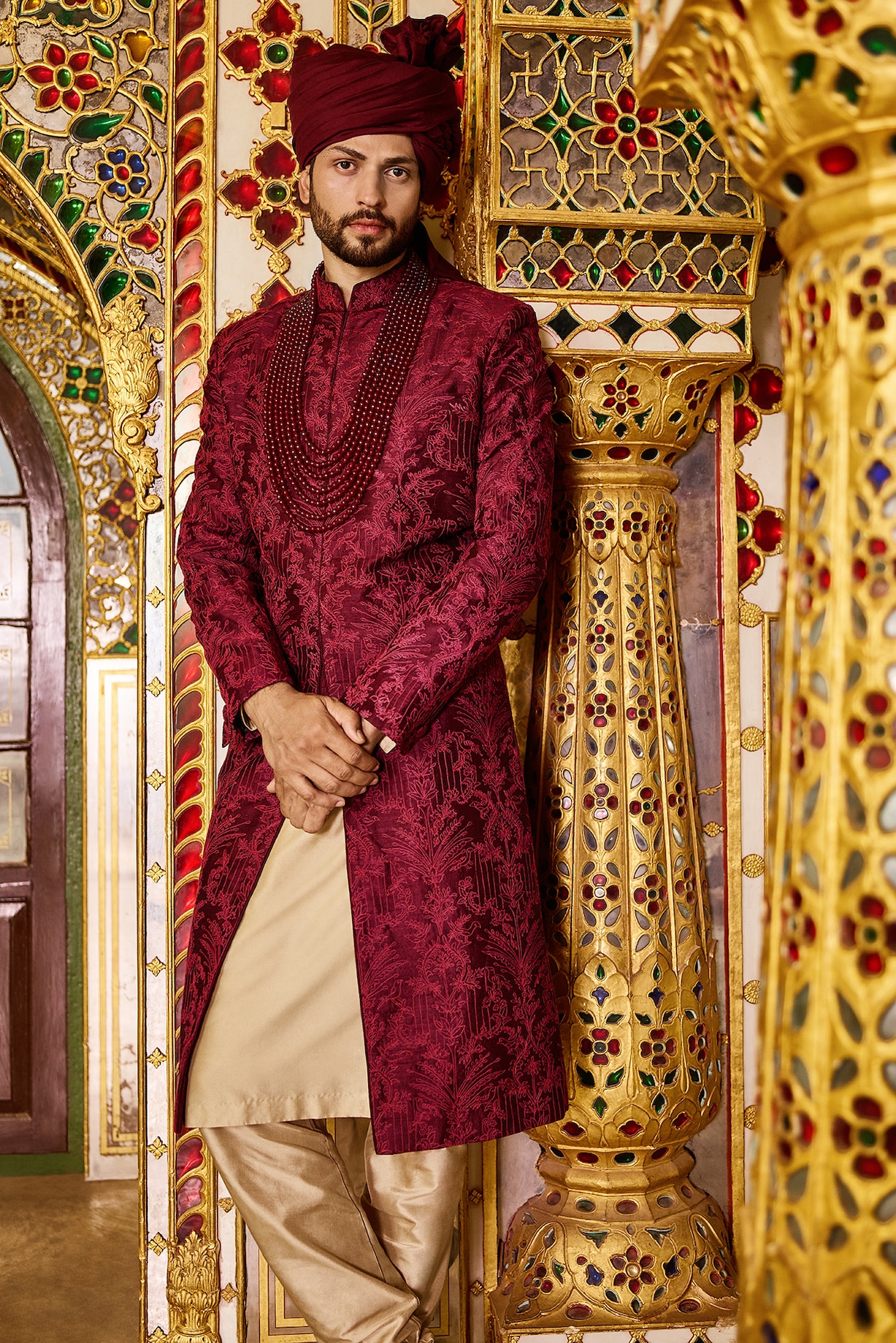 Buy Anita Dongre Men Plum Embroidered Sherwani Set At Perniaspopupshopmen 2024 4610