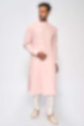 Pink Cotton Linen Kurta by Anita Dongre Men