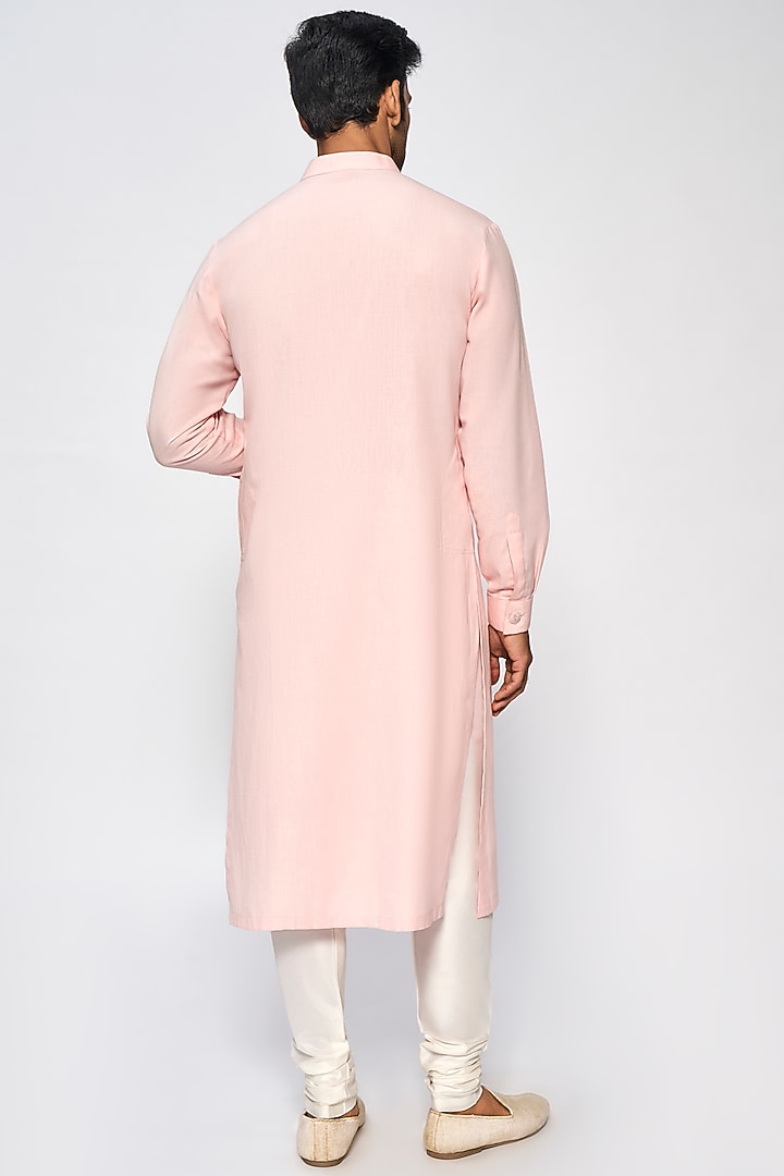 Pink Cotton Linen Kurta by Anita Dongre Men at Pernia's Pop Up Shop