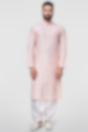 Blush Pink Embroidered Kurta Set by Anita Dongre Men