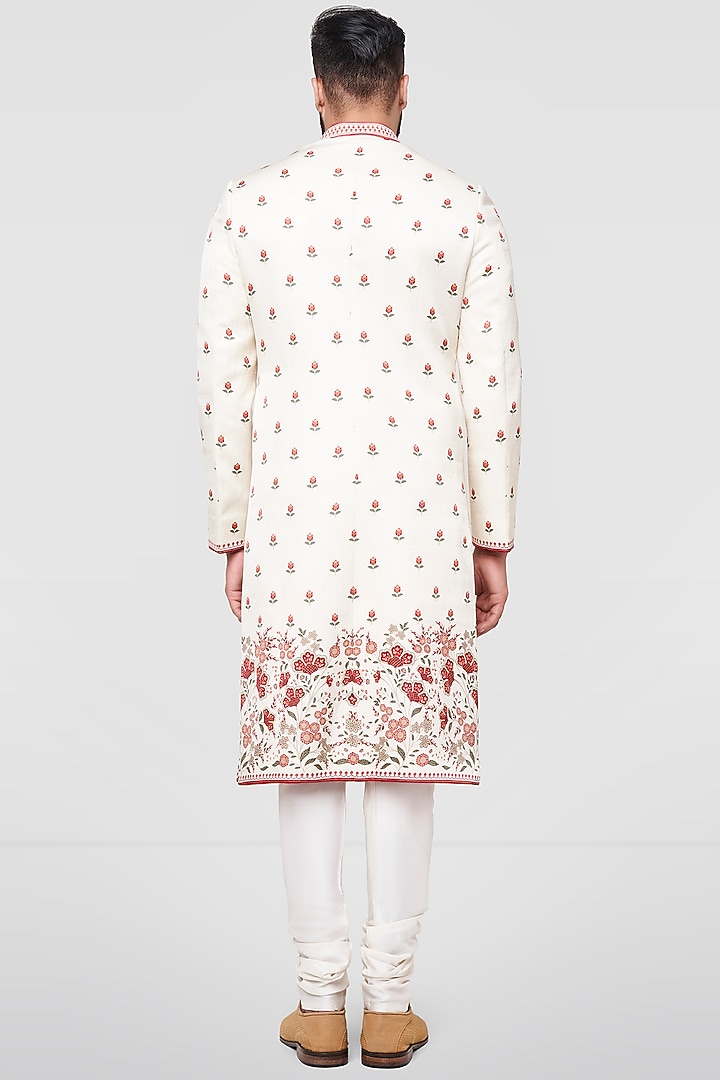 Off White Printed Groom Sherwani Set by Anita Dongre Men at Pernia's Pop Up Shop