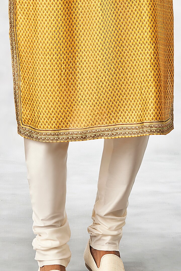 Mustard Kurta Set With Printed Bundi Jacket by Anita Dongre Men at Pernia's Pop Up Shop