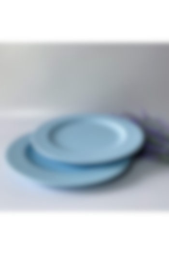 Blue Ceramic Matte Finished Plates (Set Of 2) by andneat