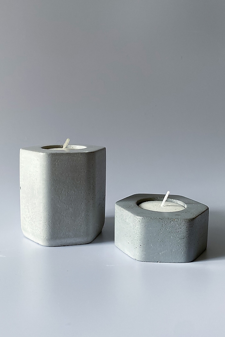 Grey Concrete Tea Light Holders (Set of 2) by Andneat