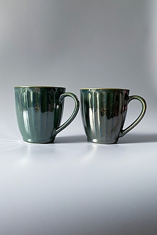 Green Ceramic Handmade Valdivian Mugs (Set of 2) by Andneat