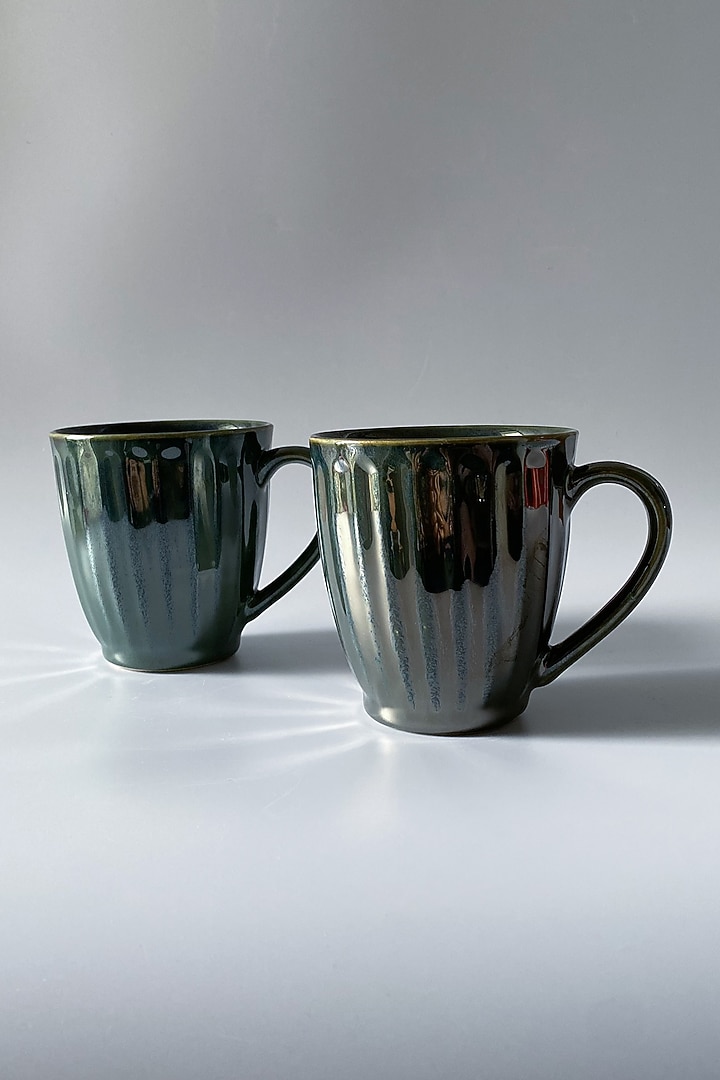 Green Ceramic Handmade Valdivian Mugs (Set of 2) by Andneat at Pernia's Pop Up Shop