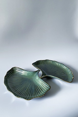 Green Ceramic Handmade Downy Serving Platter by Andneat