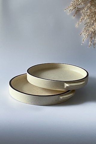 Off-White Ceramic Pigmented Platter by Andneat