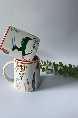 Off-White Ceramic Handcrafted Mug Set by Andneat