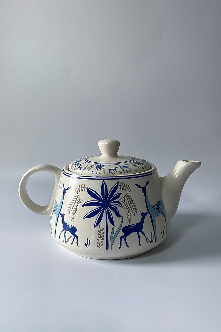 White & Blue Ceramic Tea Set by Andneat at Pernia's Pop Up Shop