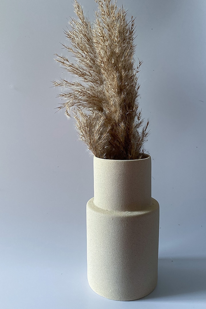 Beige Ceramic Cylindrical Vase by Andneat