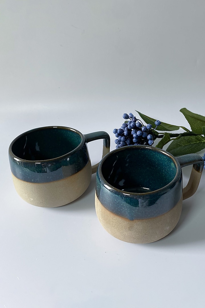 Beige Ceramic Glazed Mug Set by Andneat
