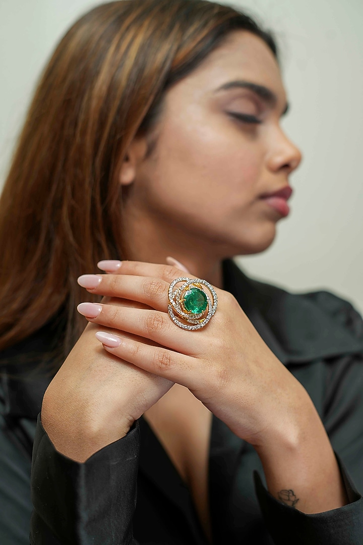 14Kt Yellow Gold Emerald & Diamond Ring by ANGELZ at Pernia's Pop Up Shop