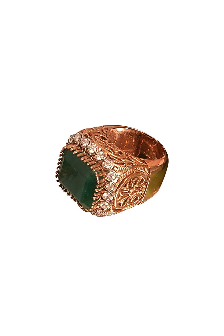 14Kt Yellow Gold Emerald Green Diamond Ring by ANGELZ at Pernia's Pop Up Shop
