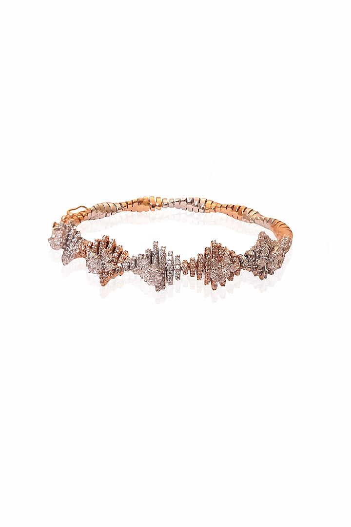 14Kt Two Tone Plated Diamond Openable Bracelet by ANGELZ